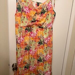 SHEIN Vibrant Floral Patchwork Midi Dress